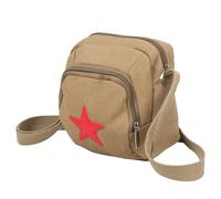 TOGEVAL Paquet Bandoulière en Toile Petit Format Kaki Étoile Sac de Transport Vintage Léger pour Travail Étude et Voyage Rétro en Toile Solide Femme