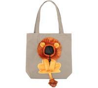 TOGEVAL Paquet Bandoulière pour Chat à Toile Respirante Petit Porte-Animal en Coton Design Lionceau Mignon Ajustable par Cordon Couleur Gris Foncé Léger et Pratique pour Transport