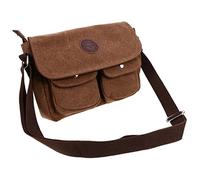 TOGEVAL Paquet Sac Toile Homme Déperlant Bandoulière Vintage Style Rétro Paquet à Épaule Marron Casual Rangement Quotidien Sécurisé Compact
