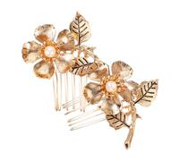 TOGEVAL Peigne à Cheveux Décoratif Fleur Vintage 2 Pièces Métallique Doré Petit Accessoire pour Femmes Mariées et Événements Spéciaux