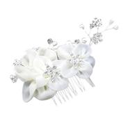 TOGEVAL Peigne à Cheveux en Strass Blanc Fleurs en Soie Accessoire de Mariage Élégant pour Mariée et Demoiselles D’Honneur Décoration Coiffure Photo Bijou Cristal pour Cérémonie