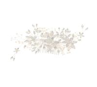 TOGEVAL Peigne à Cheveux Mariage avec Strass et Perles Argentées Accessoire Floral Délicat pour Mariée Épingle Latérale Résistante et Élégante