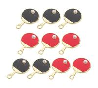 TOGEVAL Pendentifs Mini Raquette Ping-pong en Alliage Émaillé Rouge et Noir, Lot de 10 Breloques Porte-clés Diy, Accessoires Bijoux Loisirs Créatifs Sport