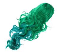 TOGEVAL Perruque Longue Bouclée Verte Résistante Chaleur Wig Cosplay et Confortable Style Naturel et Doux Au Toucher Fêtes et Halloween