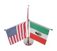 TOGEVAL Petit Drapeau de Bureau Support en Métal Robuste, 3 Mini Drapeaux Extensibles Amérique du Nord, Format Compact pour Décoration de Bureau, pour Réunions et Événements Festifs