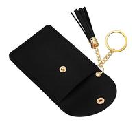 TOGEVAL Petit Porte-Cartes en Cuir PU Noir avec Anneau Porte-clés, Pochette pour Cartes De Crédit Et Carte D'identité, Compact Et Sécurisé, pour Femmes en Usage Quotidien