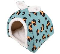 TOGEVAL Petite Maison pour Hamster avec Imprimé Léopard pour Animaux De Compagnie Lit Confortable pour Chinchilla Et pour Sommeil
