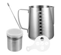 TOGEVAL Pichet à Mousse de Lait Acier Inoxydable avec Bec Verseur Précis et Poignée Ergonomique Cruche à Lait pour Espresso et Latte Art Set avec Double Graduation Accessoire pour
