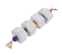 TOGEVAL Pierre à Mâcher Naturelle pour Perruche et Rongeurs Pierre de Meulage pour Bec de Perroquet Corde à Mâcher Suspendue pour Chinchilla Écureuil et Oiseaux Cage Accessoire pour Santé