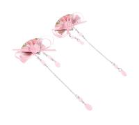 TOGEVAL Pinces à Cheveux du Nouvel An Chinois pour Fille, Taille Garçon et Filles, Épingles à Pompons en Tissu Rose, Accessoires Cheveux Traditionnels Hanfu, pour Costume Ancien et Fête