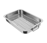 TOGEVAL plat de cuisson rectangulaire grille Polyvalent bac à four plat de cuisson en acier étagère bordé accessoires de four faciles à cuire Acier inoxydable