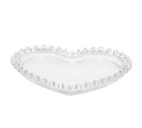 TOGEVAL Plateau en Verre de Cœur Assiette Plate Décorative pour Fruits Gâteaux et Apéritifs Plateau de Service Léger et Réutilisable pour Réception et Fêtes