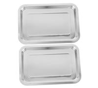 TOGEVAL Plateaux En Acier Inoxydable 2 Pièces Pour Tatouage, Plateau Moyen Bords Élevés, Nettoyage Facile, Pour Usage Personnel Et Salon De Tatouage