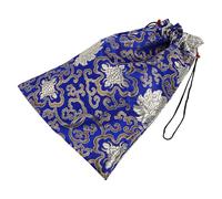 TOGEVAL Pochette à Bijoux en Soie Bleue avec Cordon de Serrage Petit Pochon de Rangement Chinois pour Mariage et Fête Pochette Cadeau Réutilisable à Motifs Aléatoires