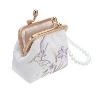TOGEVAL Pochette Brodée Chinoise Traditionnelle avec Fermeture Double Clip Petit Porte-Monnaie Floral pour Femmes Sac Mini Décoré de Perles pour Cartes