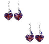 TOGEVAL Porte Clef Angleterre 4 Pièces Décoration Porte-clés Drapeau Union Jack Porte-clés Portefeuilles Métalliques Pour Femmes Porte-clés Bretagne à Main Coeur Pour Femme Cordon Strass