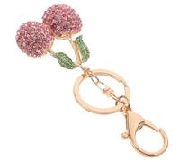 TOGEVAL Porte-clés Cerise Alliage Zinc avec Cristaux Rose Breloque Décorative pour Sac Porte-clés Voiture et Bagages Accessoire et Élégant