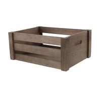 TOGEVAL Porte-disques Vinyles en Bois Rétro Grand Format 35x25x15 Cm, Caisse de Rangement avec Poignée pour Albums, Cube de Rangement Bureau, Support de Collection Multifonction