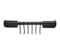 TOGEVAL Porte-ustensiles Mural sans Perçage 30 Cm Noir 6 Crochets, Support Cuisine Suspendu Multifonction pour Tasses et Ustensiles, Étagère Murale Gain de Place pour Maison et Bureau