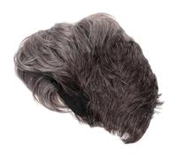 TOGEVAL Postiche Courte Homme Dégradé Gris Postiche de Remplacement en Fibre Haute Température Taille Unique Style Lisse Frange Cosplay et Soirée Halloween sans Chute