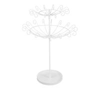 TOGEVAL Présentoir Bijoux Rotatif Double Plateau Blanc Support Boucles Oreilles Bracelets Colliers Rangement Élégant et Facile à Nettoyer