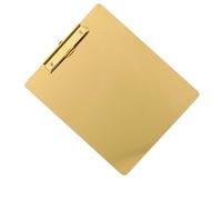 TOGEVAL Presse-papiers en Acier Inoxydable Doré Format A4, Grand Porte-bloc à Pince pour Bureau, École ou Maison, Tablette D’écriture Robuste Surface Lisse et Angles Arrondis, Support