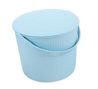 TOGEVAL Seau De Rangement Plastique Avec Couvercle Bac Polyvalent Pour Rangement Quotidien Et Tabouret Appoint Pour Buanderie Maison Petit Contenant Bleu Nordique