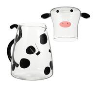 TOGEVAL Set Carafe Verre Cartoon avec Tasse Micro-ondable Bouilloire Créative pour Eau Froide Thé et Lait Pratique et Portable Cadeau Maison