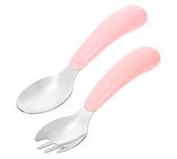 TOGEVAL Set de Couverts Garçon Fille Inox Ergonomique Fourchette Cuillère Portable Sécurité pour Repas Garçon Fille