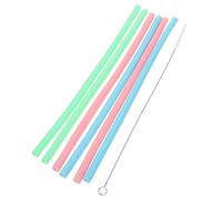 TOGEVAL Set de Pailles Réutilisables Silicone pour Gobelets avec Brosse de Nettoyage Anti-dérapantes et Adaptées Aux Boissons Chaudes et Froides