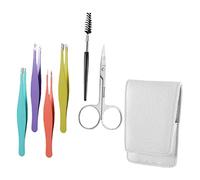 TOGEVAL Set Professionnel pour Sourcils Coloré Ciseaux et Pince à Épiler Ergonomiques pour Maquillage des Sourcils Kit de Coiffure Précis pour Hommes et Femmes pour Voyage et Usage
