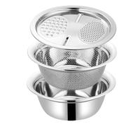 TOGEVAL Set Râpe de Cuisine Acier Inoxydable avec Bassine Épaisse Polyvalente pour Couper Laver Fruits et Légumes Usage Professionnel et Domestique