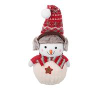 TOGEVAL Snowman Holiday Table Decor with Ear Muffs Christmas Desktop Doll Compact Festive Snowman Ornament for Table Centerpiece and Fireplace Decoration