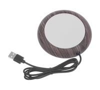 TOGEVAL sous-Verre Chauffant USB en Métal Finition Bois Foncé Taille Compacte Chauffe-Tasse Électrique Portable à Trois Niveaux de Température Compatible Tasses INOX Verre et Briques