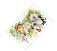 TOGEVAL Stickers Muraux Coq Décoratifs Pvc Auto-adhésifs Pour Salon Et Chambre, Autocollants Muraux Amovibles, Motif Poulet Sur Herbe, Couleur Vive, Nettoyage Facile