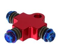 TOGEVAL Support de Fixation de Conduite de Frein Hydraulique en Aluminium avec Té en T Rouge Vis Banjo en Titane Adaptateur Compatible Freins à Double Disque Moto et Vélo Électrique