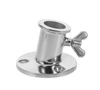 TOGEVAL Support de Mât de Drapeau en Acier Inoxydable 25 MM Base Concave Fixation par Vis Auto-Taraudeuse et Cheville D’Expansion Pied Robuste pour Extérieur Terrasse et Maison