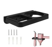 TOGEVAL Support Mural pour Sèche-cheveux Noir Rack Mural Simple et Pratique avec Rangement Câble Compatible Plupart des Sèche-cheveux pour Salle de Bain Hôtel et Salon