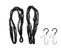 TOGEVAL Support pour Plantes Suspendues D'extérieur en Coton Tressé Main, Panier à Fleurs Noir 2 Pièces 4 Crochets, Filet Suspendu pour Pot de Fleurs Jardin Balcon Terrasse