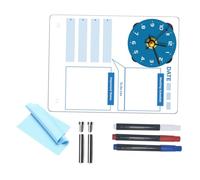 TOGEVAL Tableau Blanc Acrylique Effaçable à Sec Horloge Intégrée Tableau Mémo de Bureau Multifonction Planificateur Journalier pour Organisation Quotidienne sans Piles Format Compact