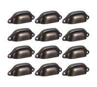 TOGEVAL Vintage Poignée de Tiroir Forme Coquillage en Fer Noir, 12 Pièces