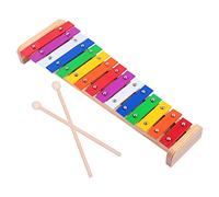 TOGEVAL Xylophone Bois Naturel pour Garçon Fille avec Barres Métalliques Multicolores Instrument de Percussion Éducatif pour Développer la Coordination et Intérêt Musical