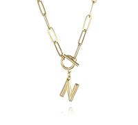 Toggle Clasp Capital A-Z Initial Necklace For Women HipHop Gold Alphabet Pendant Necklaces Thick Chain OT Buckle Necklace(N)