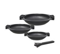 Tognana Avantspace Lot de 3 poêles 20/24/28 cm + poignée amovible, aluminium coulé, noir