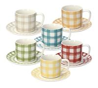 Tognana Caledonia, coffret de 6 tasses à thé avec soucoupe, new bone china, multicolore
