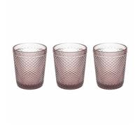 Tognana Diamante Lot de 3 verres 300 cc en pâte de verre cyclamen