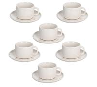 Tognana Edge, coffret de 6 tasses à café avec soucoupe 90 ml, New Bone China, blanc