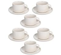 Tognana Edge, coffret de 6 tasses à thé avec soucoupe 220 ml, New Bone China, blanc