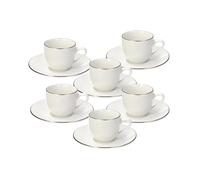 Tognana Fascetta Oro, ensemble de 6 tasses à café avec soucoupe, en porcelaine, blanc.