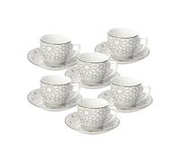 Tognana Habana, coffret de 6 tasses à café avec soucoupe, porcelaine, beige